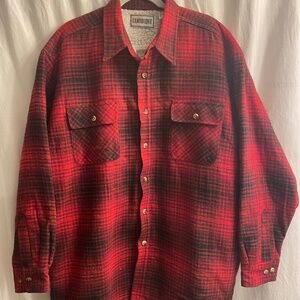 Cambridge Wool Flannel Jacket Mens XL Red Plaid Sherpa Lined Coat